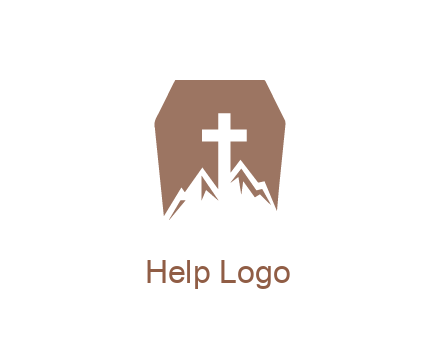 negative spacing mountains and cross in grave