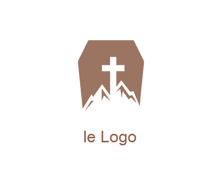 negative spacing mountains and cross in grave