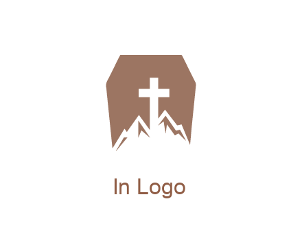 negative spacing mountains and cross in grave