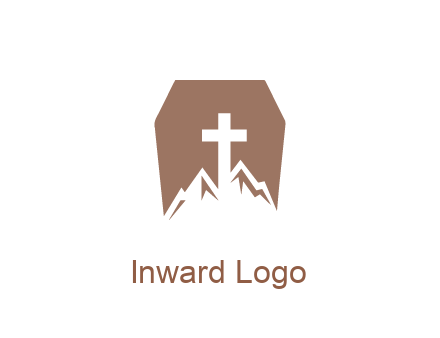negative spacing mountains and cross in grave