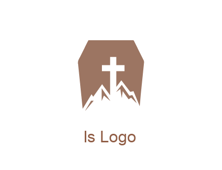 negative spacing mountains and cross in grave