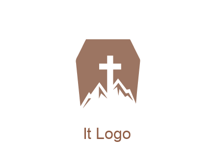 negative spacing mountains and cross in grave