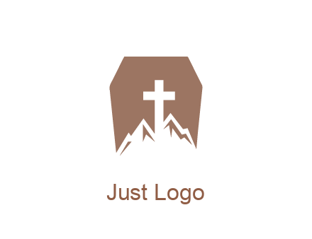 negative spacing mountains and cross in grave