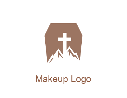 negative spacing mountains and cross in grave