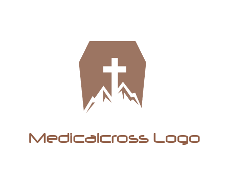 negative spacing mountains and cross in grave