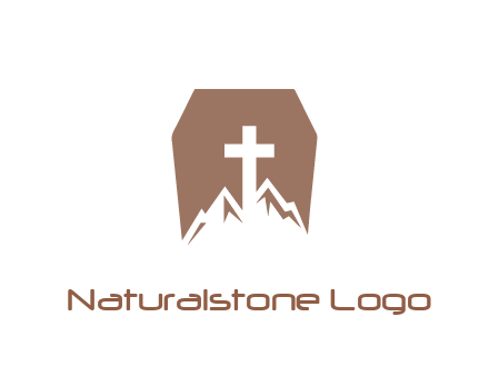 negative spacing mountains and cross in grave