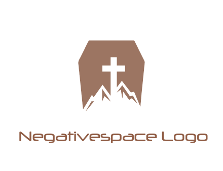 negative spacing mountains and cross in grave