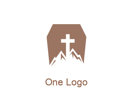 negative spacing mountains and cross in grave