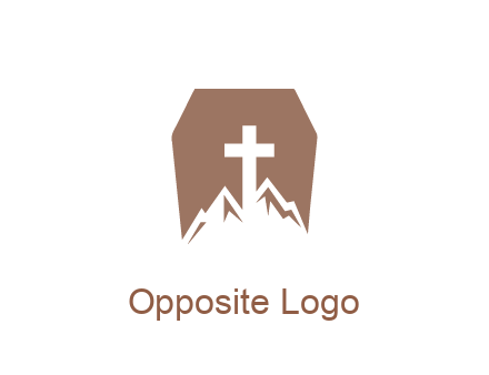 negative spacing mountains and cross in grave