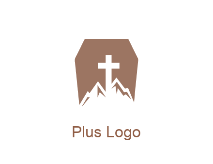 negative spacing mountains and cross in grave
