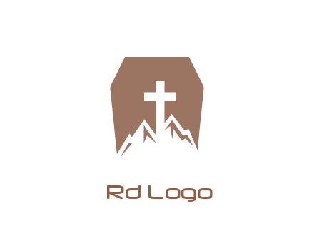 negative spacing mountains and cross in grave