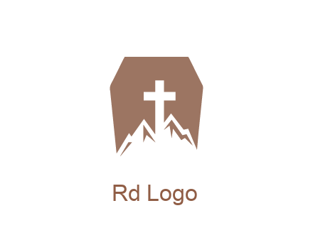 negative spacing mountains and cross in grave