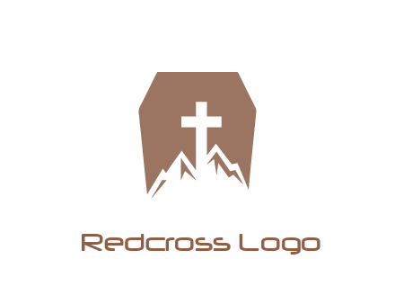negative spacing mountains and cross in grave