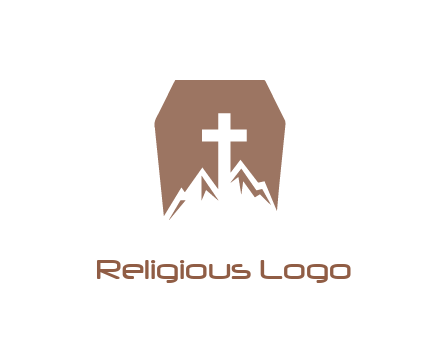 negative spacing mountains and cross in grave