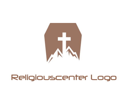 negative spacing mountains and cross in grave