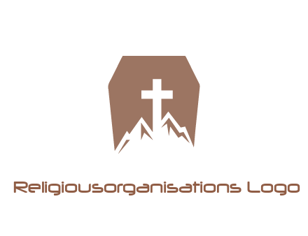 negative spacing mountains and cross in grave