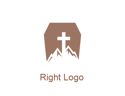negative spacing mountains and cross in grave