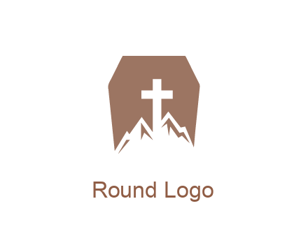 negative spacing mountains and cross in grave