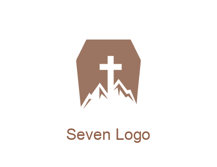 negative spacing mountains and cross in grave