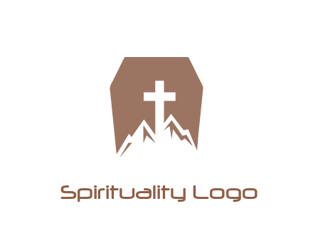 negative spacing mountains and cross in grave