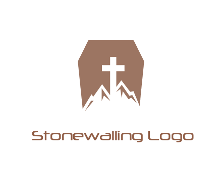 negative spacing mountains and cross in grave