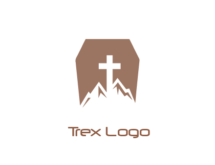 negative spacing mountains and cross in grave