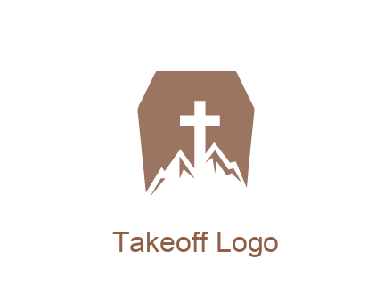 negative spacing mountains and cross in grave