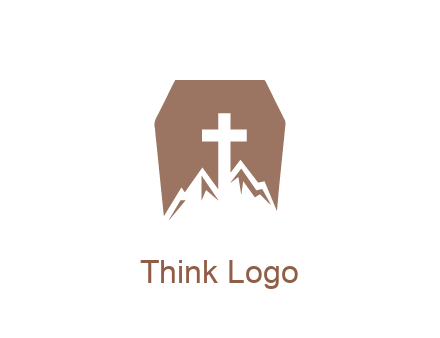 negative spacing mountains and cross in grave