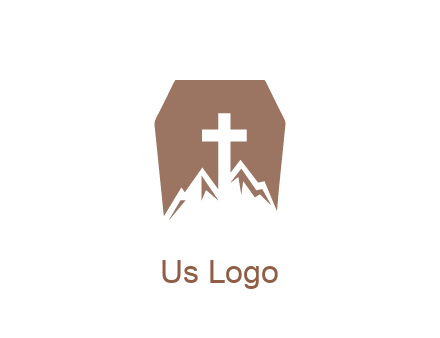 negative spacing mountains and cross in grave