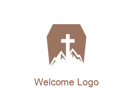 negative spacing mountains and cross in grave