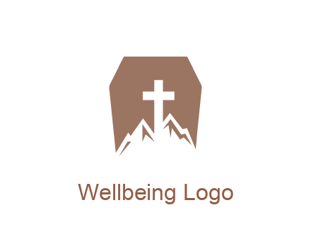 negative spacing mountains and cross in grave