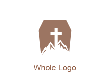 negative spacing mountains and cross in grave