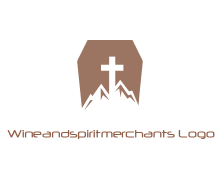 negative spacing mountains and cross in grave