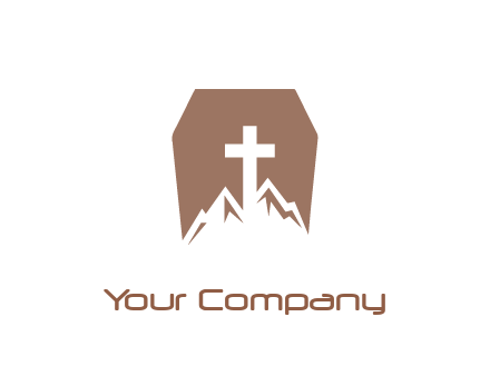 negative spacing mountains and cross in grave