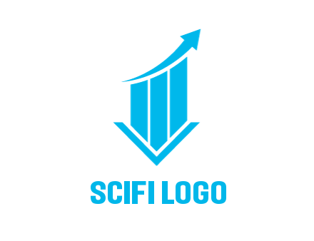 bar graph with swoosh arrow