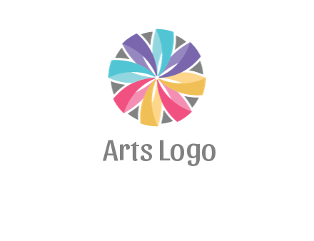 circle behind colorful origami flower