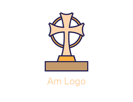 circle behind cross on stand