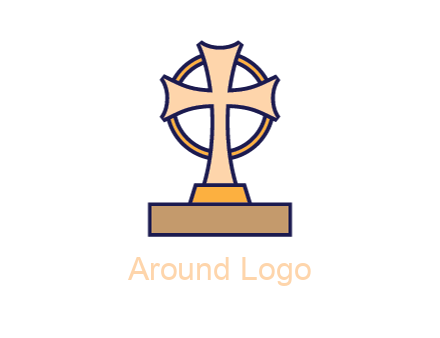 circle behind cross on stand