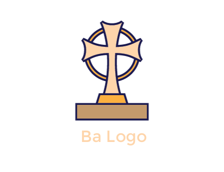 circle behind cross on stand