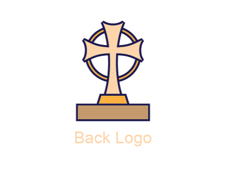 circle behind cross on stand
