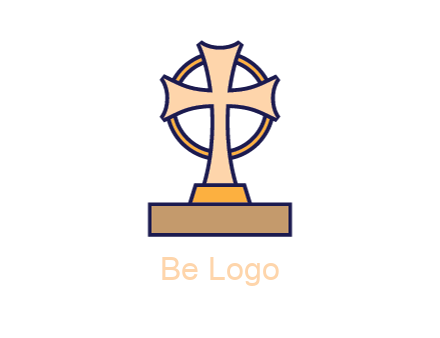 circle behind cross on stand
