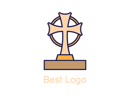 circle behind cross on stand