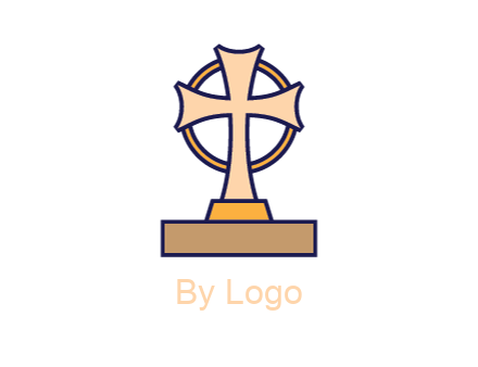 circle behind cross on stand