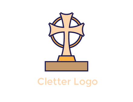 circle behind cross on stand