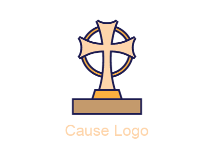 circle behind cross on stand