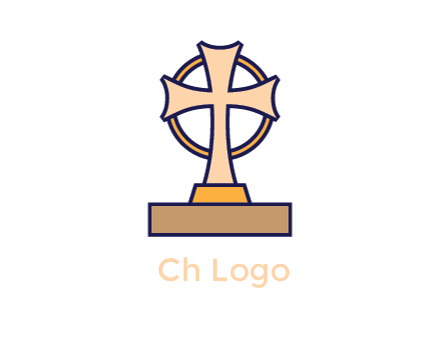 circle behind cross on stand