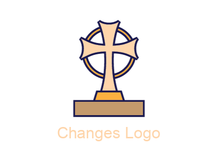 circle behind cross on stand