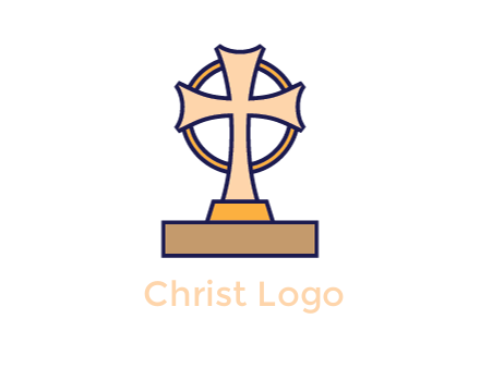 circle behind cross on stand