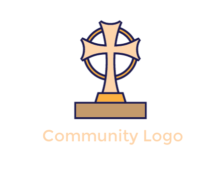 circle behind cross on stand