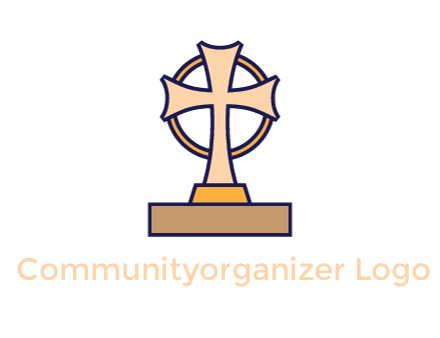 circle behind cross on stand
